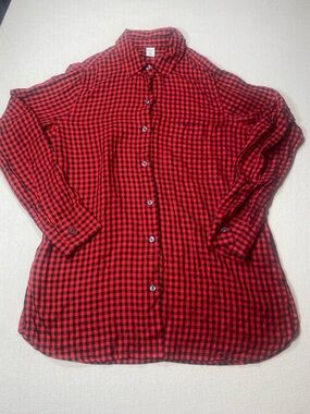 Old Navy Red and Black Plaid Small Shirt